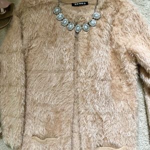 Long Light Pink Fuzzy Coat